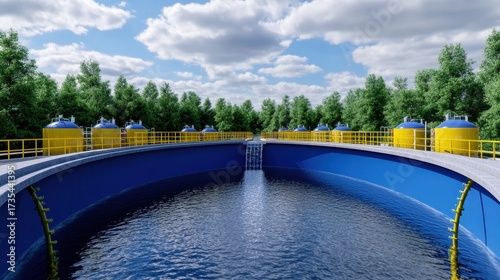 Industrial Water Treatment Facility with Tanks and Green Surrounding