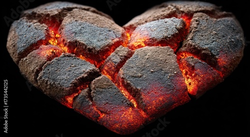 Wallpaper Mural A heart-shaped piece of lava, cracked and glowing. Torontodigital.ca