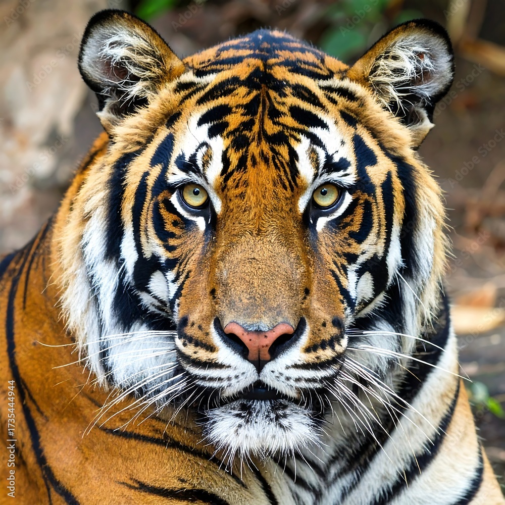 Obraz premium Close-up portrait of a tiger. Focused on face and shoulders