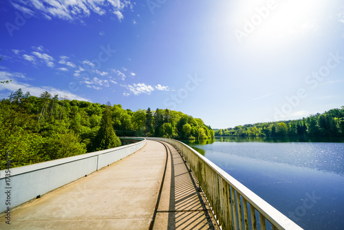 Wallpaper Mural View of the Eschbach Dam and the surrounding landscape. Nature by the lake near Remscheid.
 Torontodigital.ca