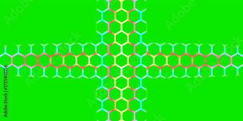 Hexagonal Abstract Technology Background. Hexagons Pattern for Hi-Tech Communication Design. Hi-tech Cyber Hexagon Sci-Fi Game Banner Grid. Nano Shield Pattern. Vector Illustration