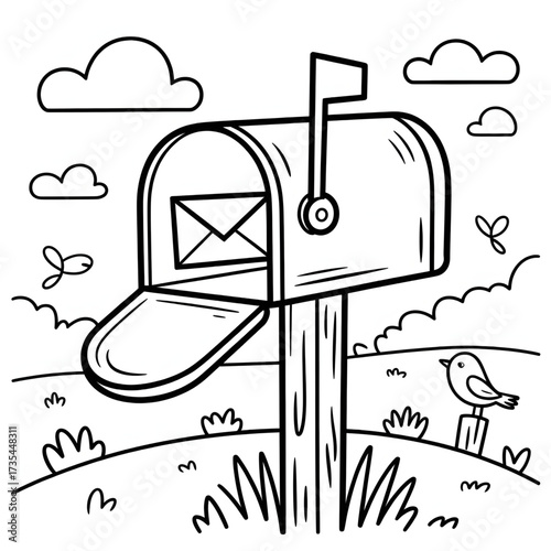 A mailbox illustration vector style coloring book