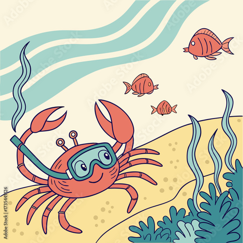 vector illustration of sea animals
