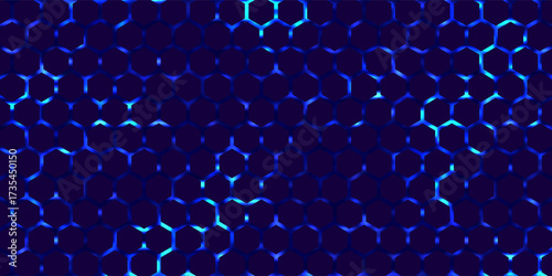 Hexagonal Abstract Technology Background. Hexagons Pattern for Hi-Tech Communication Design. Hi-tech Cyber Hexagon Sci-Fi Game Banner Grid. Nano Shield Pattern. Vector Illustration