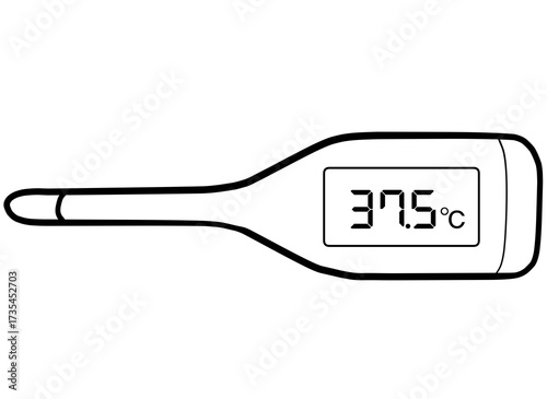 Simple and realistic line drawing of a thermometer