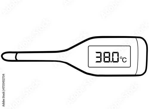 Simple and realistic line drawing of a thermometer