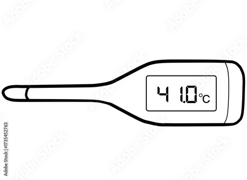 Simple and realistic line drawing of a thermometer