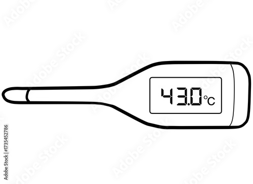 Simple and realistic line drawing of a thermometer
