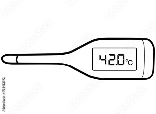 Simple and realistic line drawing of a thermometer