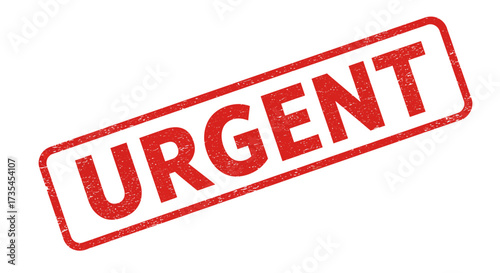 Red stamp graphic with the word urgent displayed boldly indicating immediate action required for important matters isolated on white background