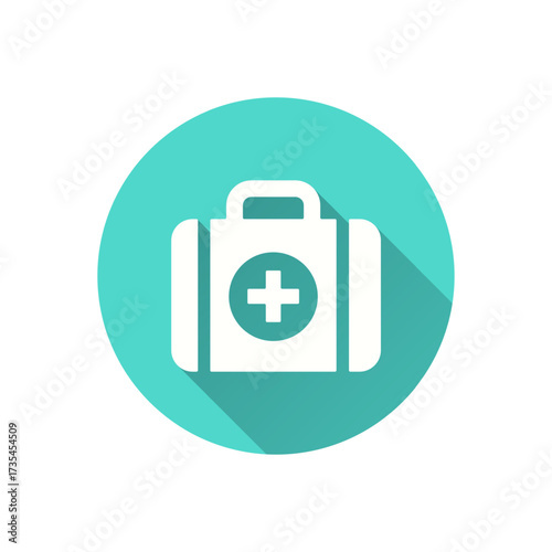 First aid flat icon. Simple illustration with long shadow for graphic and web design.
