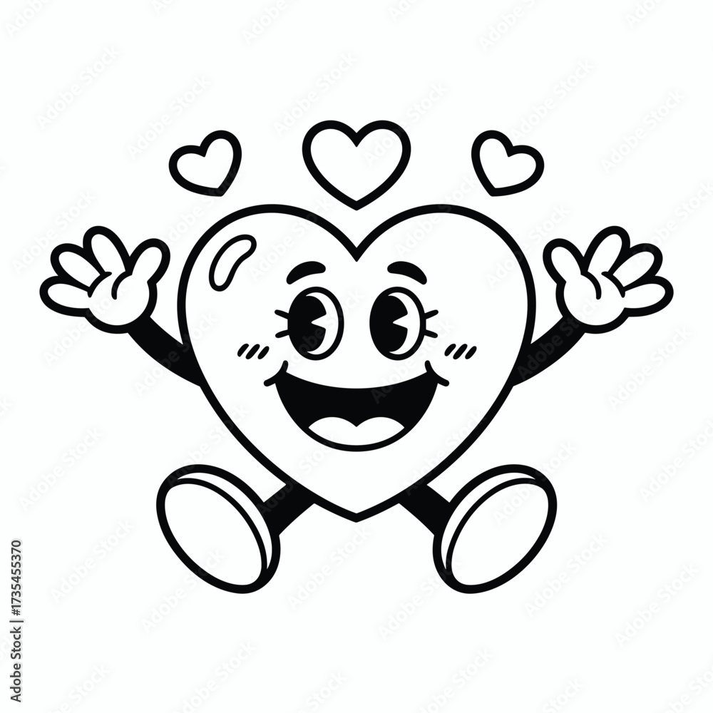 Obraz premium Happy cartoon heart isolated on white background