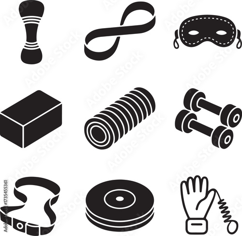 Set of nine detailed home therapy tools on transparent background wellness self care