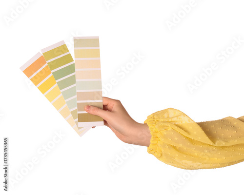 Female hand with color pale...