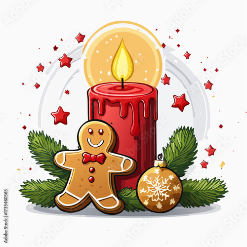 christmas gingerbread cookies and candle