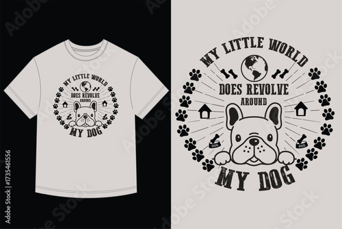 Cute French Bulldog Head Graphic with My Little World Pet Love T-Shirt Design