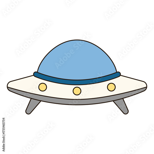 UFO cute icon symbol illustration outline decorative sticker flying saucer drawing graphic cartoon kawaii style clean alien space ship doodle