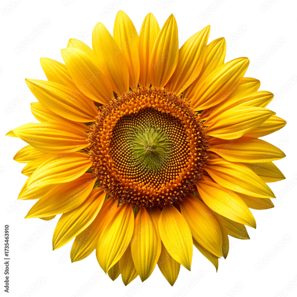 Fototapeta premium Isolated sunflower with bright yellow petals and a dark center against a black background image created with generated ai