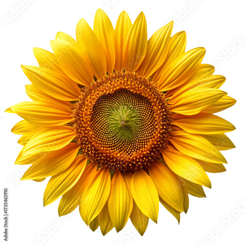 Isolated sunflower with bright yellow petals and a dark center against a black background image created with generated ai