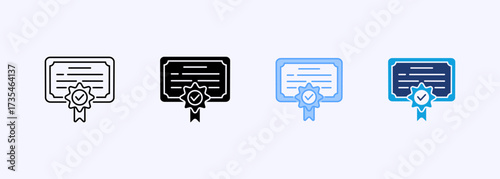 Certificate Icon Set Multiple Style Collection
