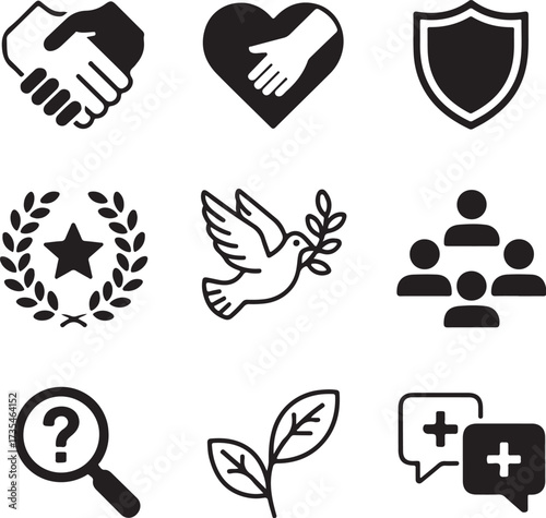 Nine Detailed Volunteer Badges with Transparent Background emblem award