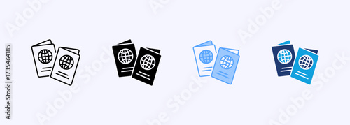 Passport Icon Set Multiple Style Collection