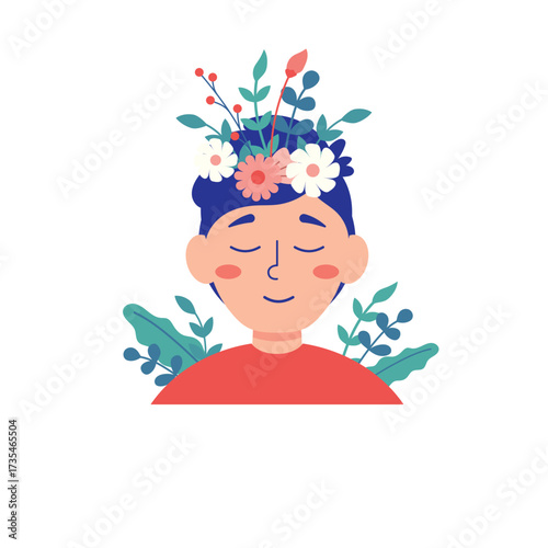 Calm Boy Floral Illustration