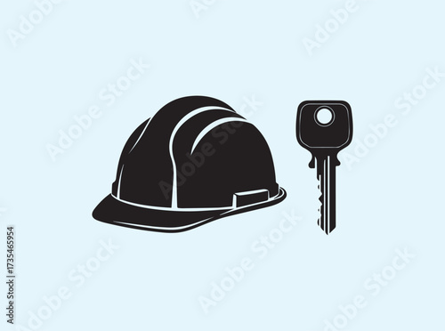 Simple Black Silhouette Depicting Construction and Home Access
