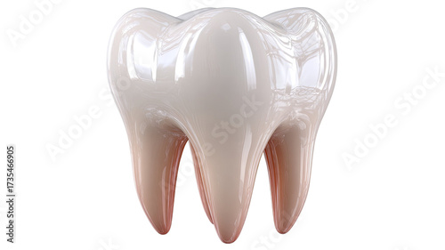 Realistic human tooth with enamel texture and detailed structure isolated on white background for dental study and medical illustration