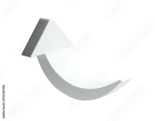 3D curved upward arrow graphic against a black background