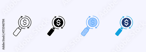Search Money Icon Set Multiple Style Collection