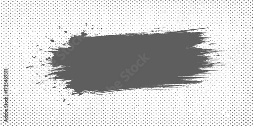 Abstract grunge background with a black ink splat and brush stroke texture creating a dirty vector frame for your design