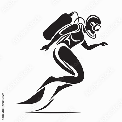 Scuba diving female character underwater vector image on white background