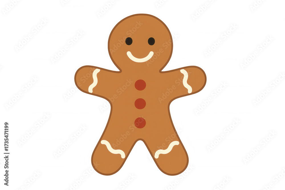 Obraz premium Gingerbread man cookie with icing decoration, symbolizing christmas, holidays, festive season, and sweet treats