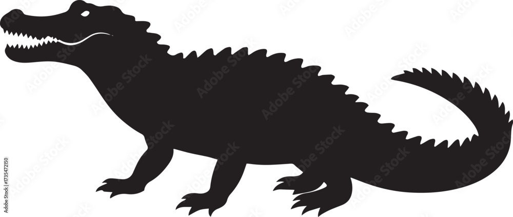 Fototapeta premium Wild Crocodile Silhouette Vector Illustration