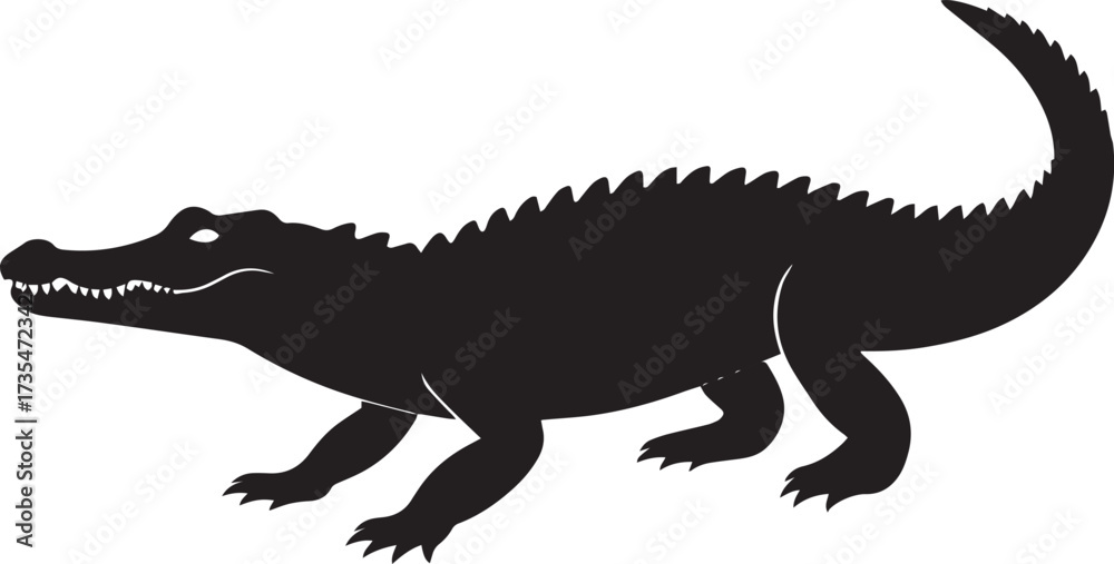 Naklejka premium Wild Crocodile Silhouette Vector Illustration