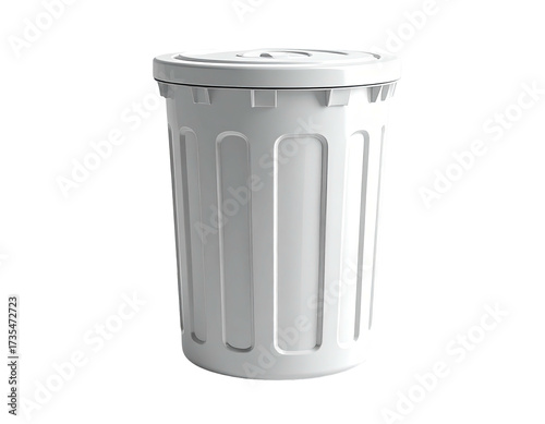 Wallpaper Mural A white, cylindrical trash receptacle with a lid, isolated on black Torontodigital.ca