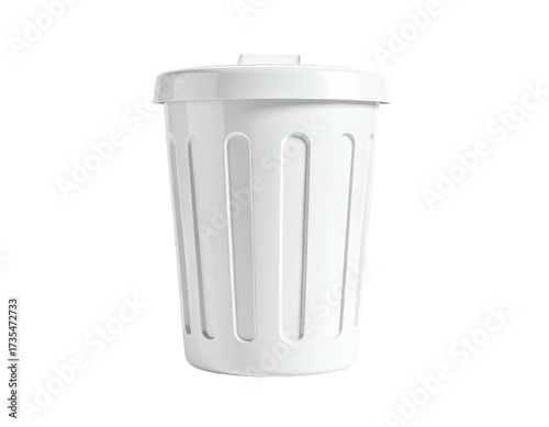 Wallpaper Mural A white plastic trash can with a lid sits against a solid black backdrop Torontodigital.ca