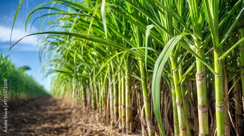 Close up of sugarcane with plantation in background, sugarcane, plantation, agriculture, crops, farm, close-up, growth, green
