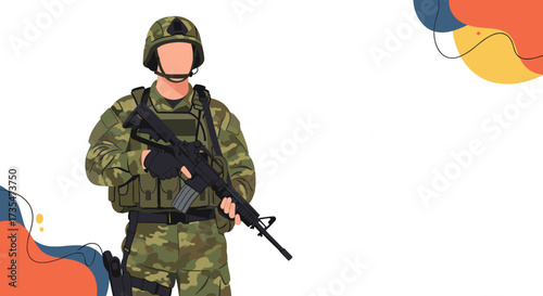 A soldier in full combat gear holding a rifle ready for action.