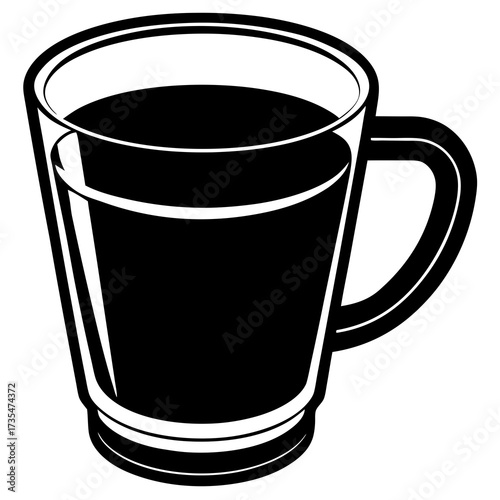 Black Coffee Mug Silhouette Icon with Handle Vector Illustration