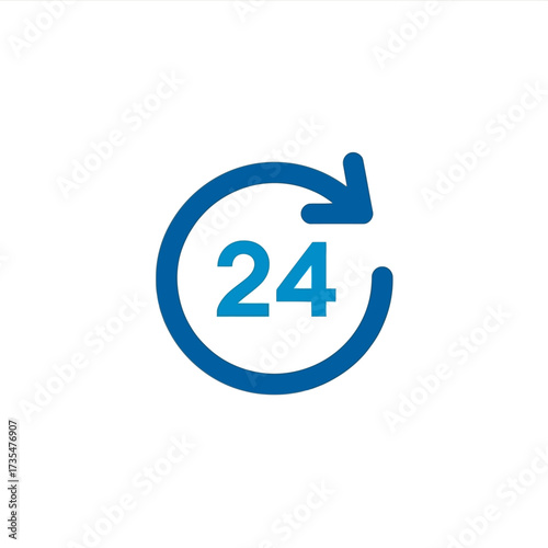 Blue circular arrow icon representing twenty four hour availability and continuous service access