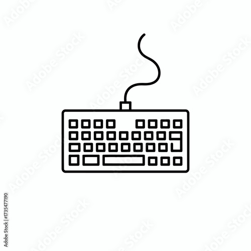 Simple black and white keyboard icon for technology and computer-related design projects