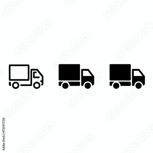 Set of truck icons with bold and outline styles for transportation and delivery design needs