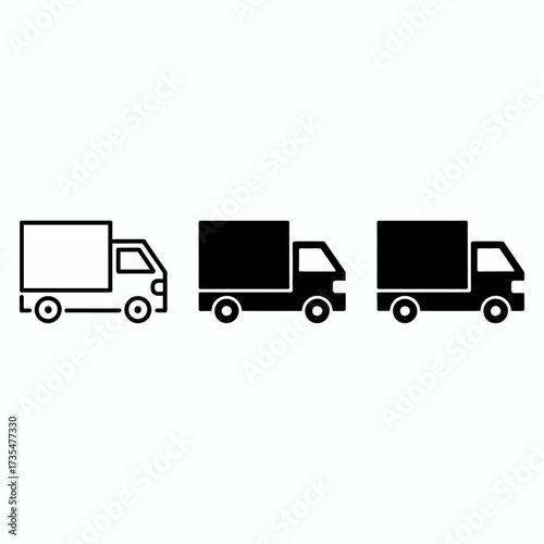 Truck icons in black and white vector style for transportation app or delivery service design