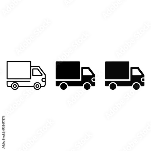 Minimalist truck icon set for transportation logistics and delivery service design vector graphic