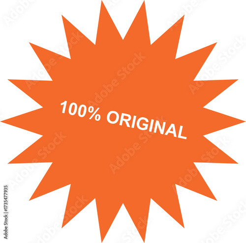 Bright Orange Burst with 100 Percent Original Text and Cute Delivery Truck Icon for Sales and Promote