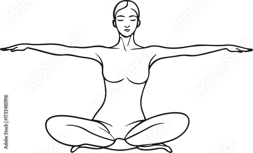 Minimalist smooth line art of a person doing pilates pose
