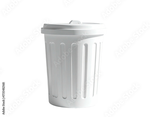 Wallpaper Mural Isolated white cylindrical waste receptacle with a lid, against a dark background Torontodigital.ca