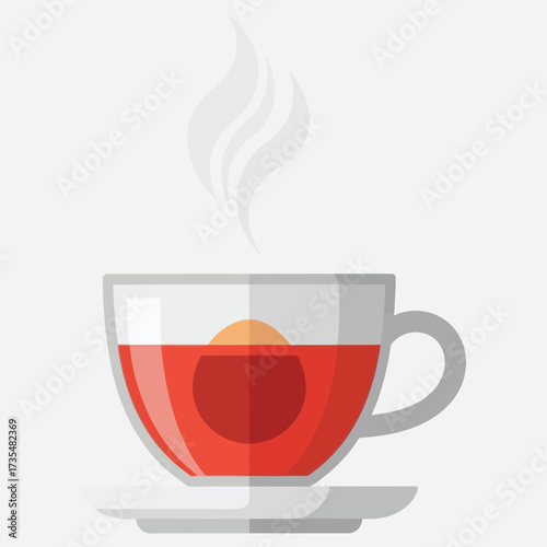 Aromatic Red Tea Steaming Cup on Saucer for Cozy Moments